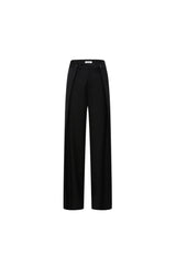 Black Folded Hem Straight Leg Trousers