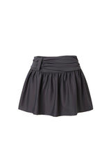 Grey Satin Pleated Mini Skirt