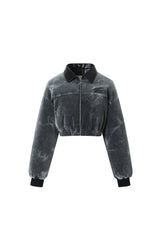 Tie-Dye Washed Leather Collar Down Jacket