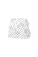 White Polka Dot Ruffle Hem Shorts
