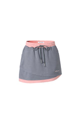 Grey & Pink Irregular Hem Short Skirt - Set