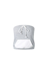 Grey & White Color Block Drawstring Bustier