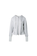 Grey Hem Ruffle Detail Zip Hoodie - Set