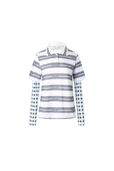 Grey & White Stripe Logo False Two-Piece Sleeve Long Sleeve