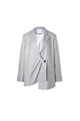 Grey Asymmetric Placket Structured Blazer