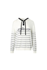 Striped Embroidered Logo Knit Hooded Sweater