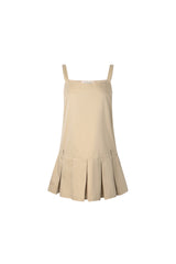 Khaki Pleated Slip Dress