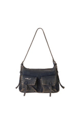 Washed Denim Pocket Crossbody Bag