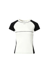 Airy Topstitch Raglan Rhinestone Short Sleeve Top