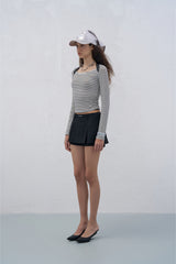 Waistband Panel Logo Print False Two-Piece Skirt