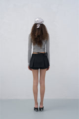 Waistband Panel Logo Print False Two-Piece Skirt