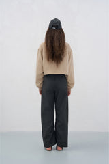 Curved Hem Baseball Collar Logo Padded Jacket