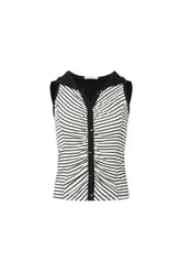 Striped Colorblock Shirred Sleeveless Hoodie