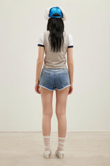 Ombre rhinestone-studded denim shorts