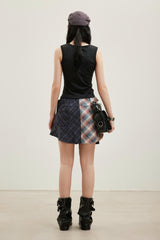 Wide-Neck Square-Neck Embroidered Logo Tank Top