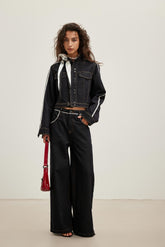 LOGO Trim Hook-and-Eye Raw Denim Jacket - Set