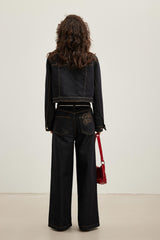 LOGO Trim Raw Straight Leg Jeans - Set