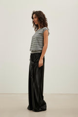 Grey Striped One-Shoulder Top