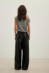 Grey Striped One-Shoulder Top