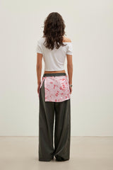 Scarf graffiti logo print tie-detail wide-leg trousers