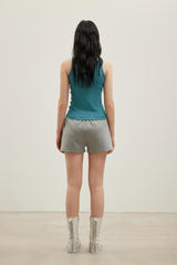 Blue and Grey Color-Block Halter Neck Two-Layer Camisole