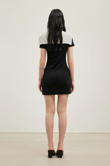 Striped Capelet Short Sleeve Knit Dress