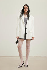 White Hot-Fix Rhinestone Wide-Fit Blazer