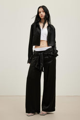 Black Acetate Cropped Shirt - Set