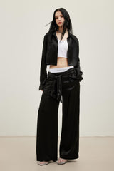 Black Acetate Cropped Shirt - Set
