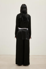 Black Acetate Cropped Shirt - Set