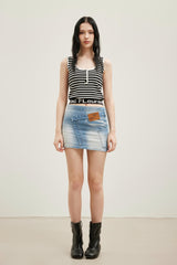 Jacquard Knit Logo-Stripe Tank Top