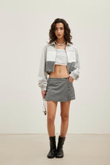 Gray Pocketed LOGO Embroidered Skort