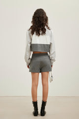 Gray Pocketed LOGO Embroidered Skort