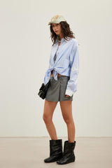 Color-Block Striped 3D LOGO Print Shirt