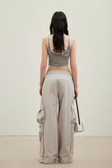 White-Grey Yoga Hollow-Back Tank Top