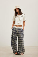 Faux two-layer draped-knot short-sleeve top