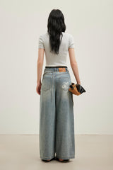 Grey Frayed Hem Logo Patch Round Neck Knit Top