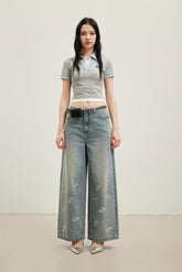 Fake Two-Layer Colorblock Polo Top
