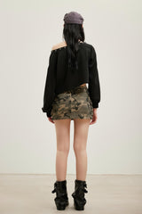 Logo Patch Camo Cargo Pocket Skirt