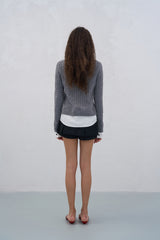 Shirt Panel Texture Knit Cardigan