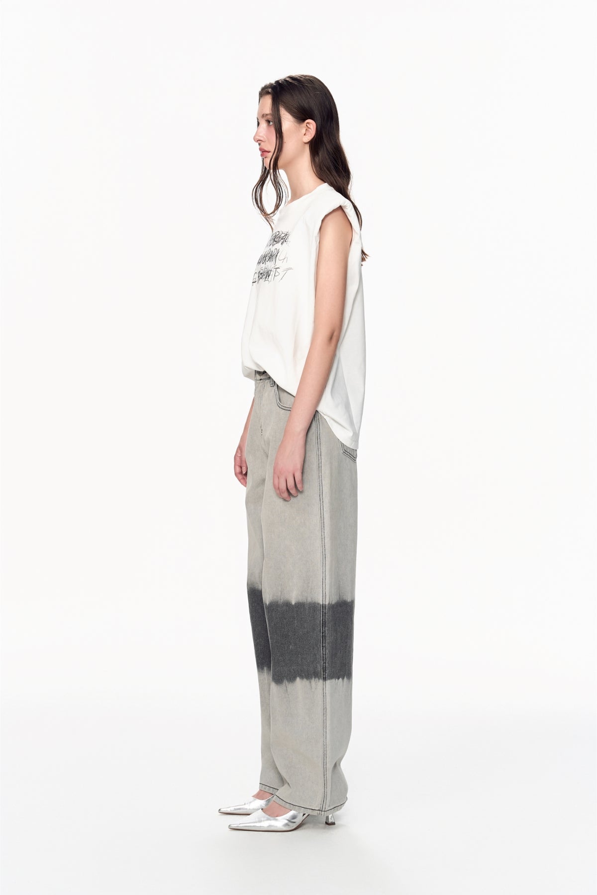 White Phantom Slogan Logo Padded Sleeveless Top
