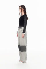 Waterwash Knit Denim False Two-Piece Crop Top