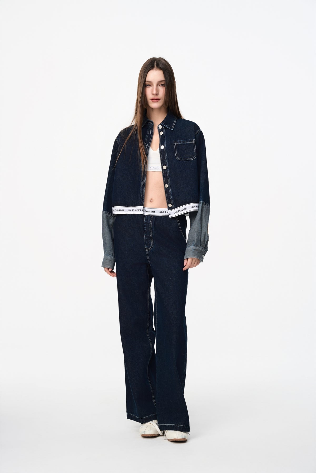 Elastic Rib Logo Raw Denim Jeans