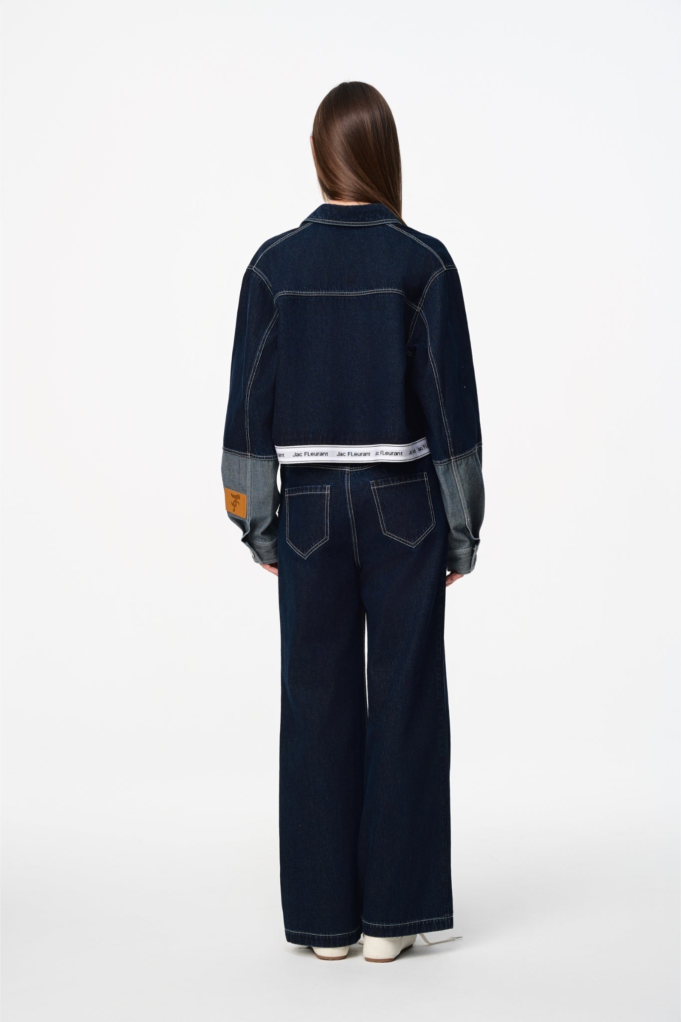 Elastic Rib Logo Raw Denim Jeans