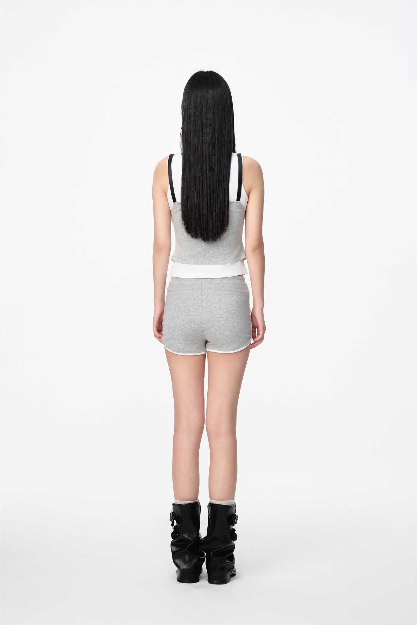 Grey & White Trim Shorts - Set