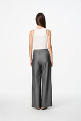 Elastic Rib Logo Grey Stripe Fold-Over Waist Trousers