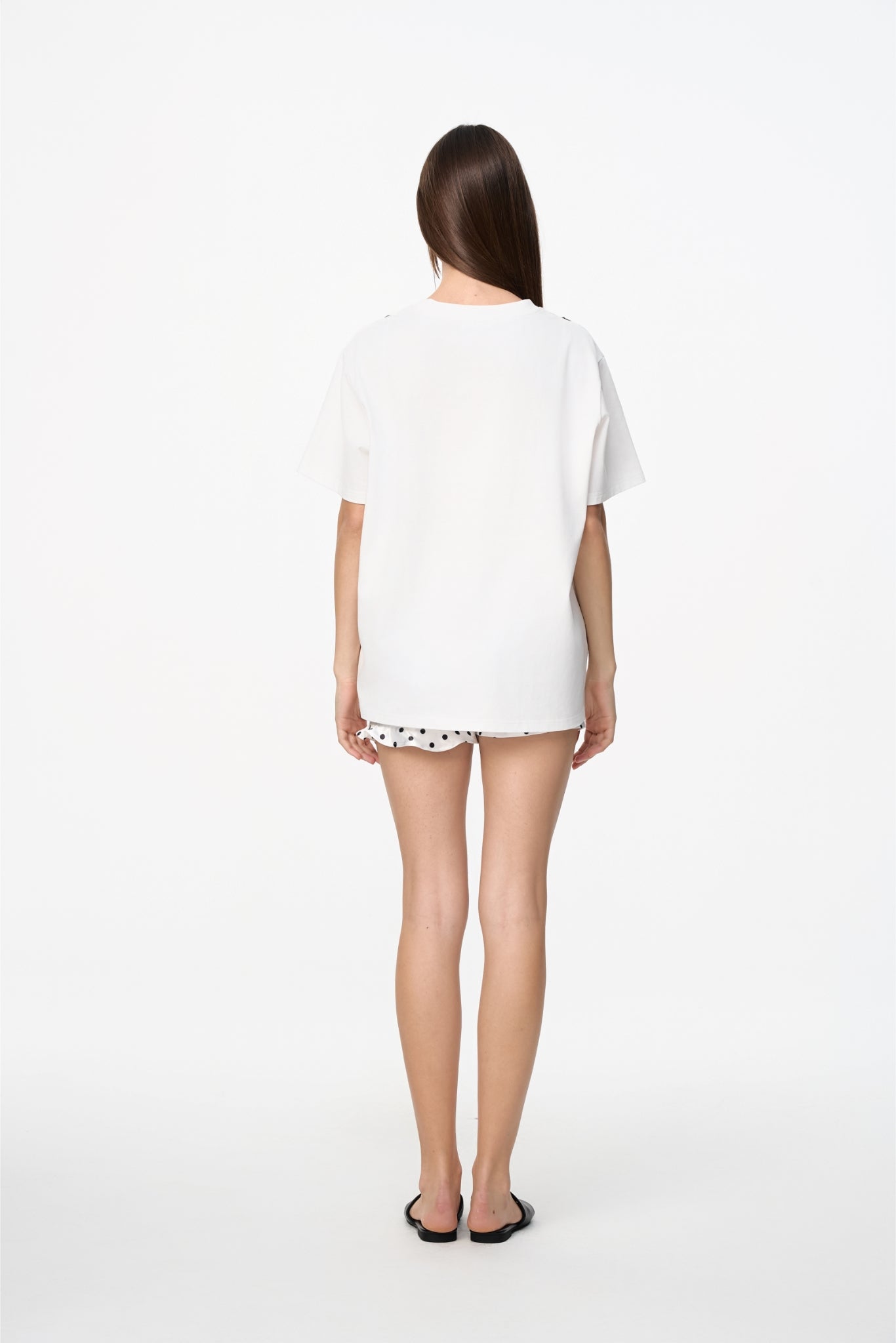 White Polka Dot Ruffle Hem Shorts