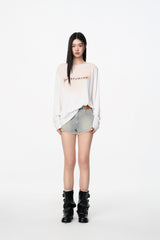 Blue Raw Edge Denim Shorts