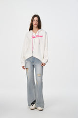 3D PU Print Logo Asymmetric Zip Hoodie