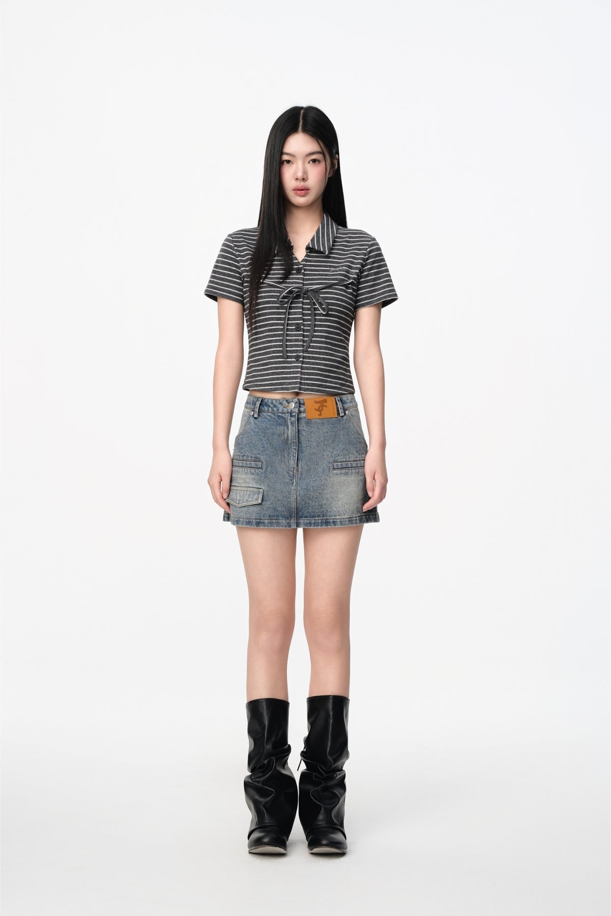 Blue Washed Pocket Mini Skirt